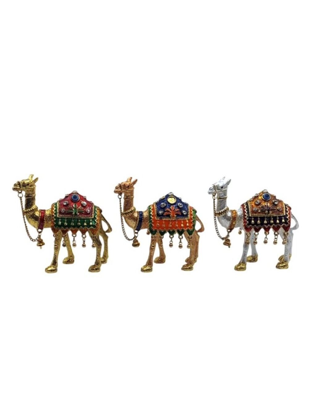 Enamel And Rhinestone Camel Figurine Hinged Keepsake Trinket Box Set Of 3